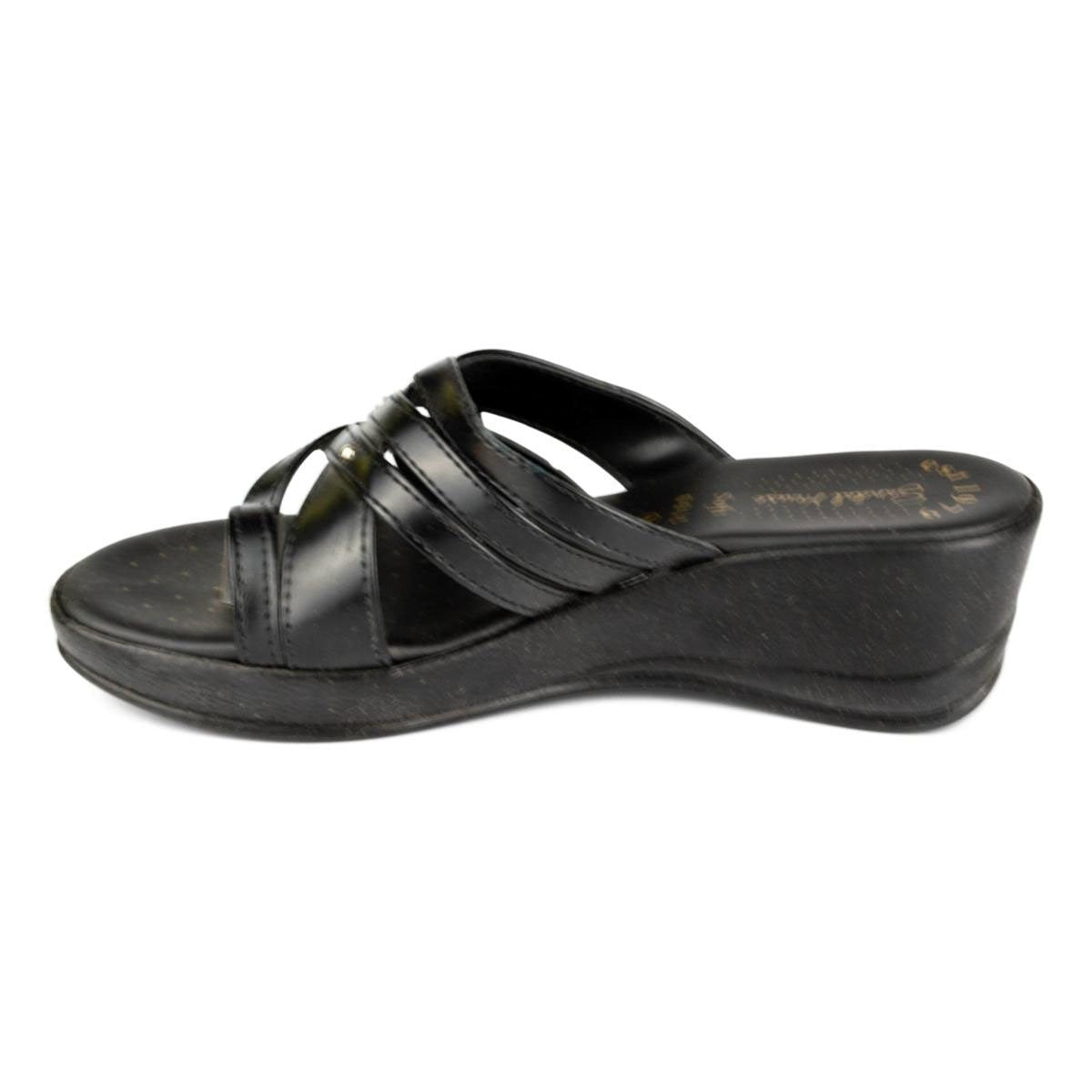 Womens Black Toe Loop Sandal - Watney Shoes 