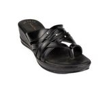 Womens Black Toe Loop Sandal - Watney Shoes 