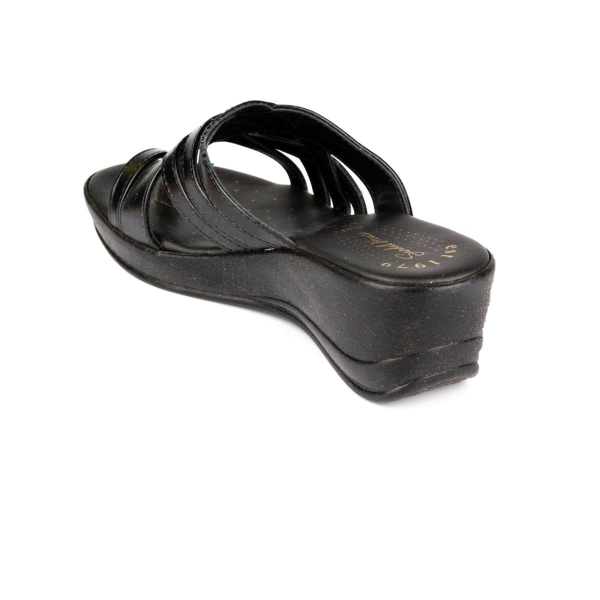 Womens Black Toe Loop Sandal - Watney Shoes 