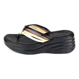 Womens Black & Brown Toe Post Sandal - Watney Shoes 