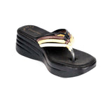 Womens Black & Brown Toe Post Sandal - Watney Shoes 