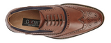 Boys Brogue Oxford Leather Shoe in Dark Tan