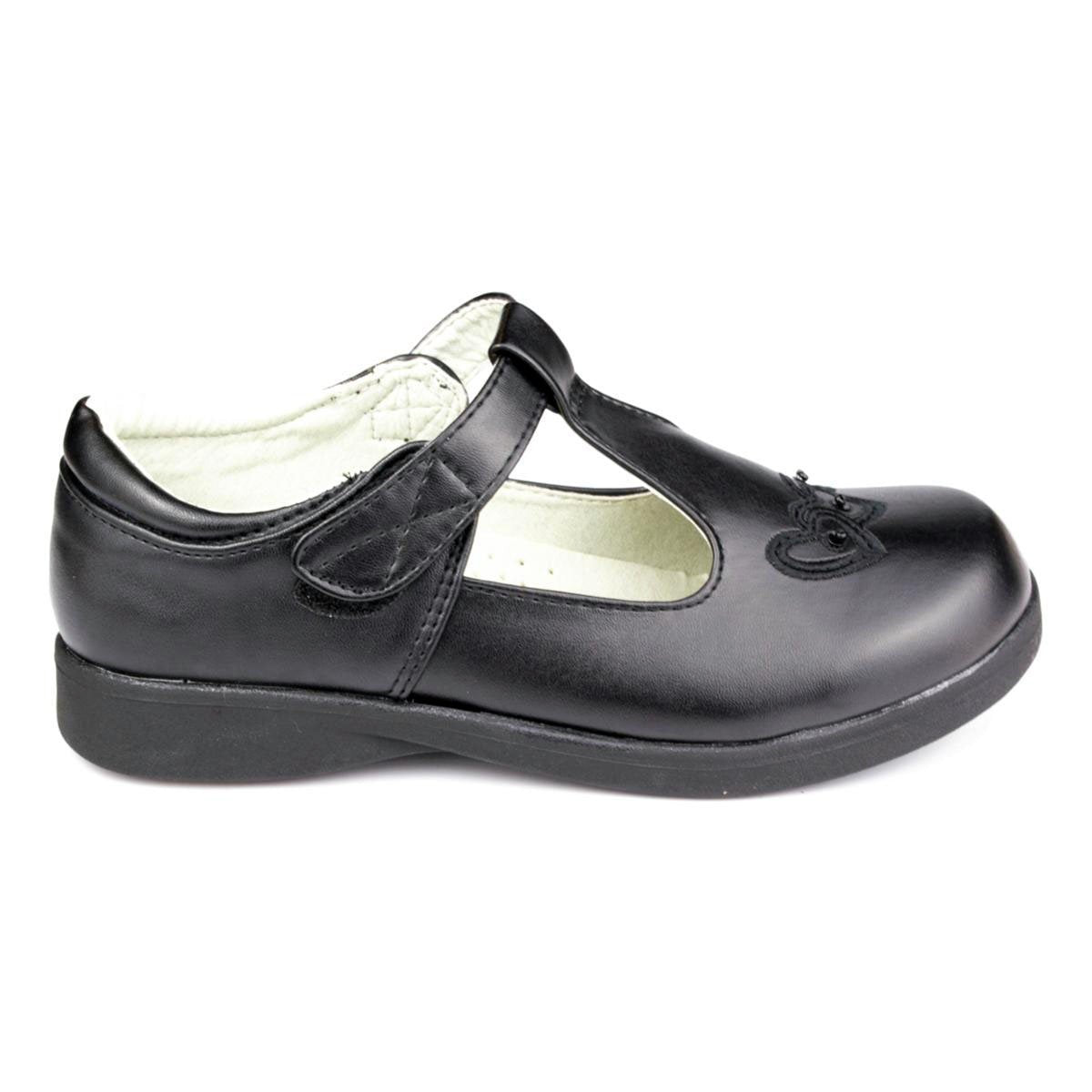 Girls Black T-Bar Shoe Fasten - Watney Shoes 