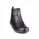 Chestnut Boots Diamante Trim Low Wedge Heel - Watney Shoes 