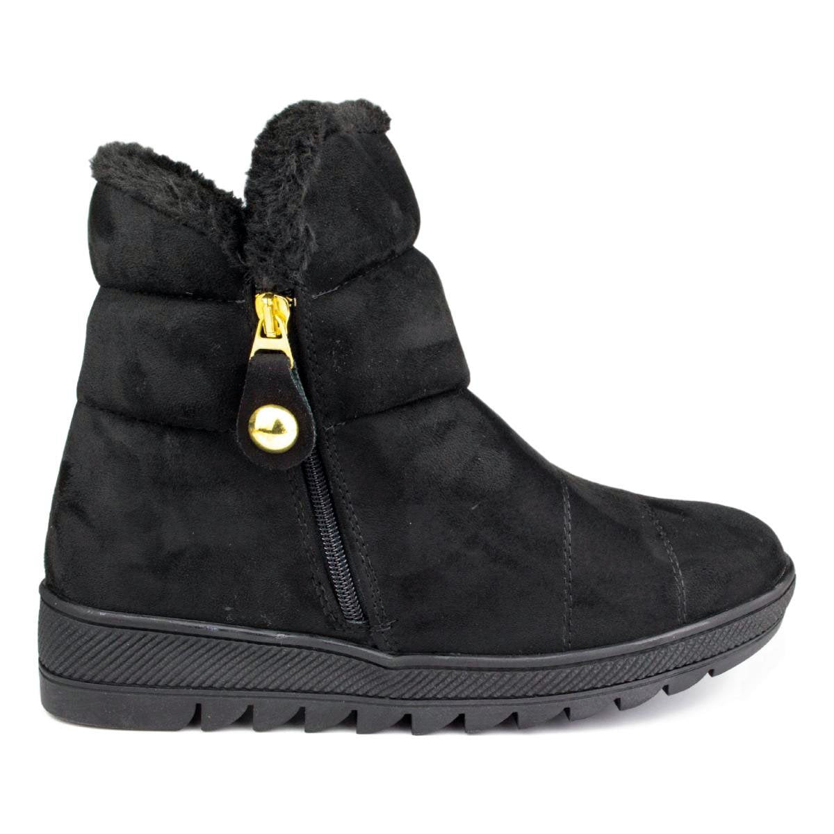 Womens Black Faux Zip Up Boot - Watney Shoes 