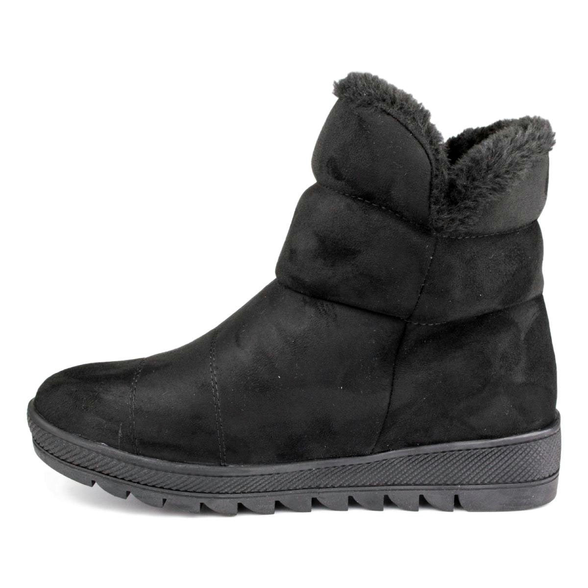 Womens Black Faux Zip Up Boot - Watney Shoes 