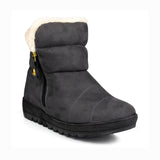 Womens Grey Faux Zip Up Boot - Watney Shoes 