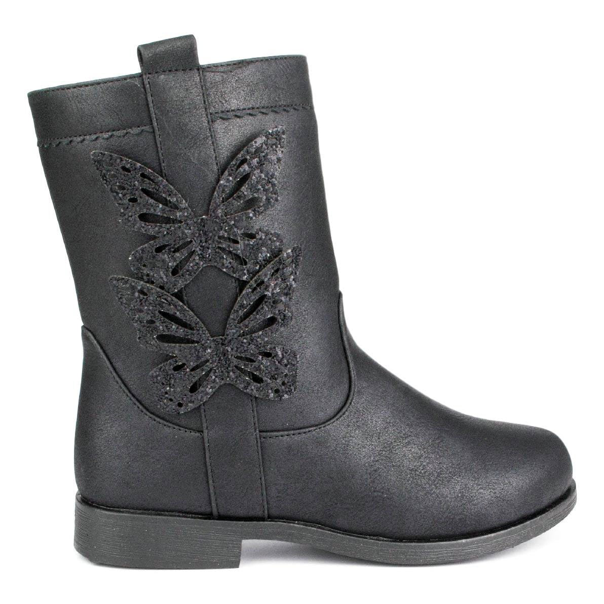 Girls Black Zip Up Boot - Watney Shoes 