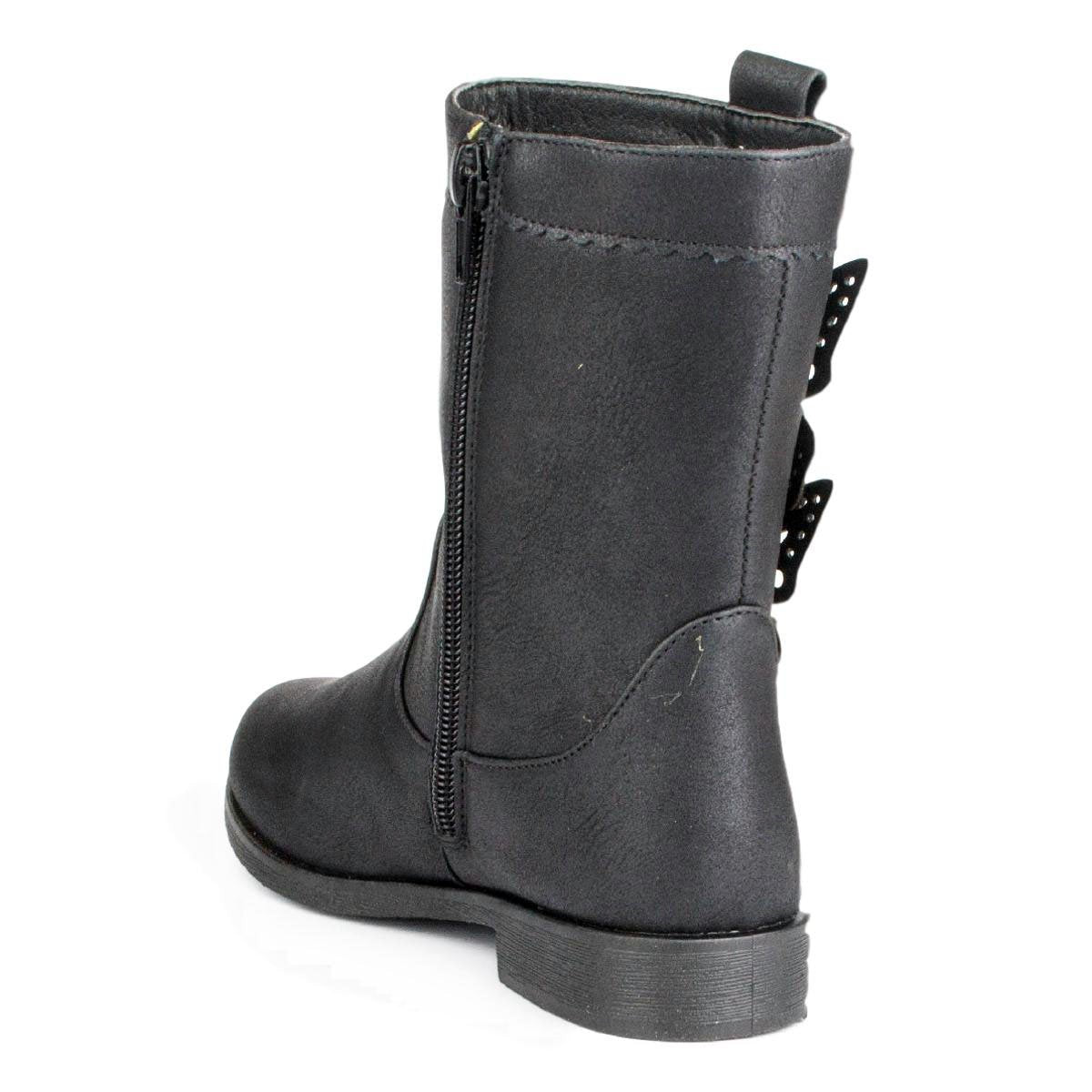 Girls Black Zip Up Boot - Watney Shoes 