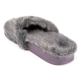 Womens Grey Faux Fur Slipper - Watney Shoes 