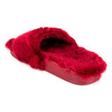 Womens Red Faux Fur Slipper - Watney Shoes 