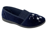 Women navy slipper touch strap closure