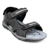 Men Sports Sandal Three Hook Fasteners Black - Watney Shoes 