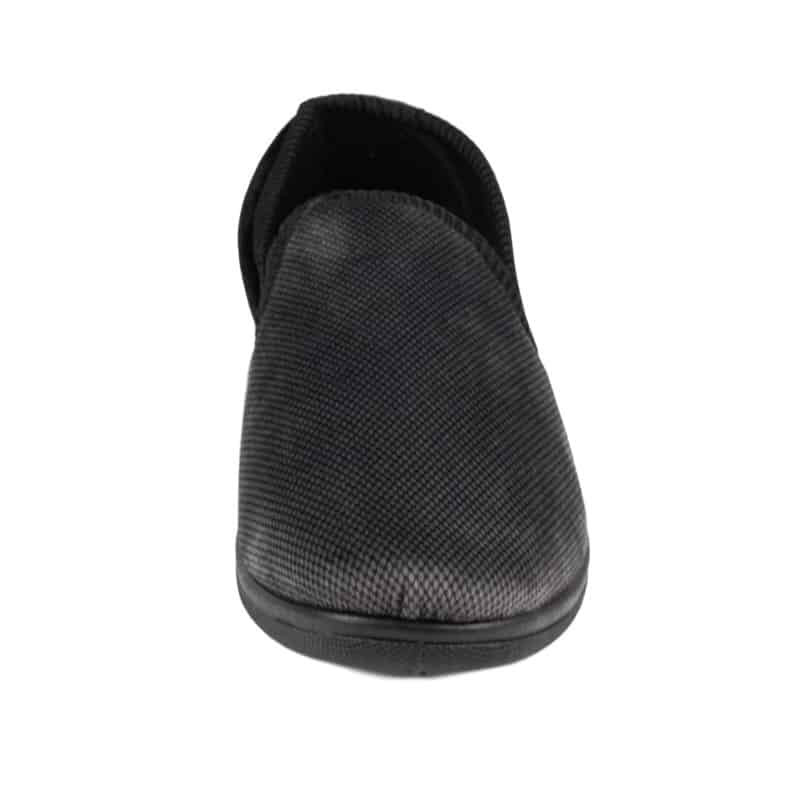 Mens Full Slipper in Black and Grey - Watney Shoes 
