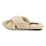 Women's Cross Over Mule Slippers Beige - Watney Shoes 