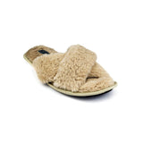 Women's Cross Over Mule Slippers Beige - Watney Shoes 
