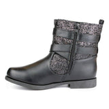 Girls Black Zip Up Buckles Boot - Watney Shoes 