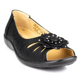 Womens Cut Out Open Toe Shoe in Black - Watney Shoes 