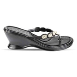 Womens Black Diamante Toe Post Sandal 2279-26