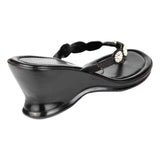 Womens Black Diamante Toe Post Sandal 2279-26 - Watney Shoes 