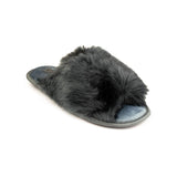 Womens Grey fluffy Slipper - Watney Shoes 