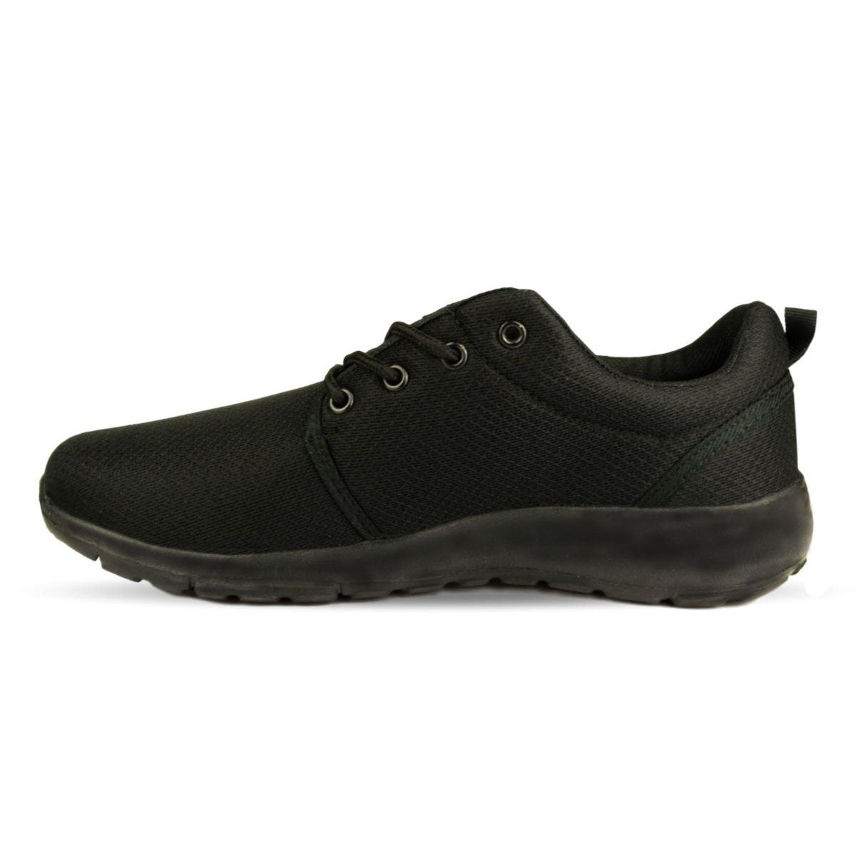 Mens Lace Up Lightweight Trainers in Black - Watney Shoes 