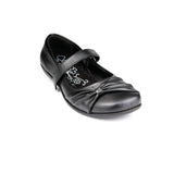 Girls Black School Shoe Fasten Strap - Watney Shoes 