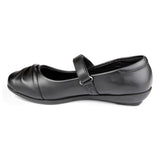 Girls Black School Shoe Fasten Strap - Watney Shoes 