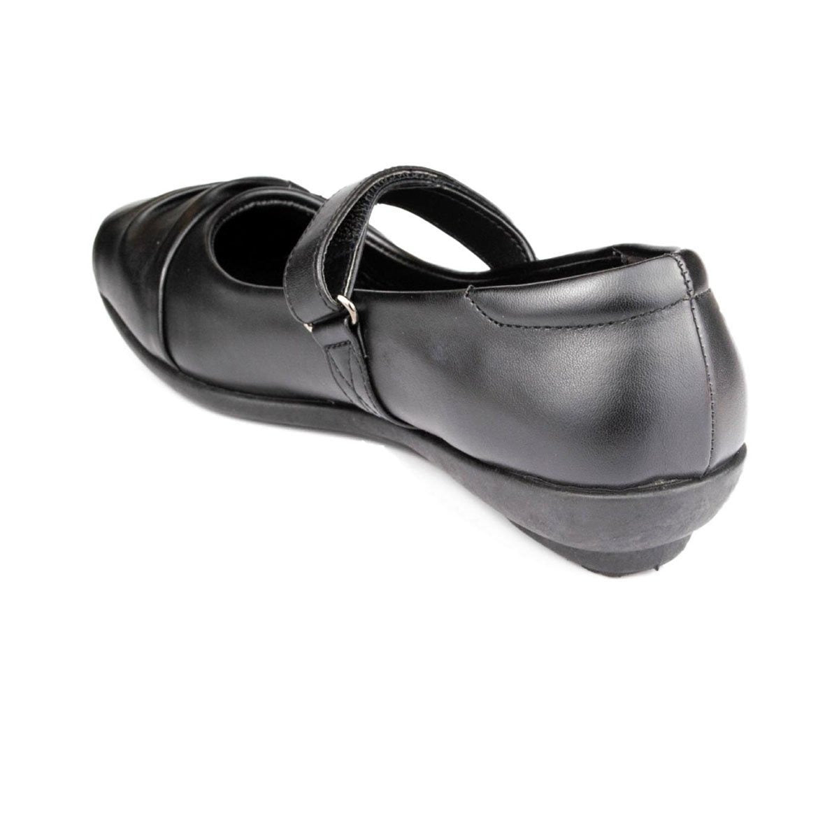 Girls Black School Shoe Fasten Strap - Watney Shoes 