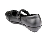 Girls Black School Shoe Fasten Strap - Watney Shoes 