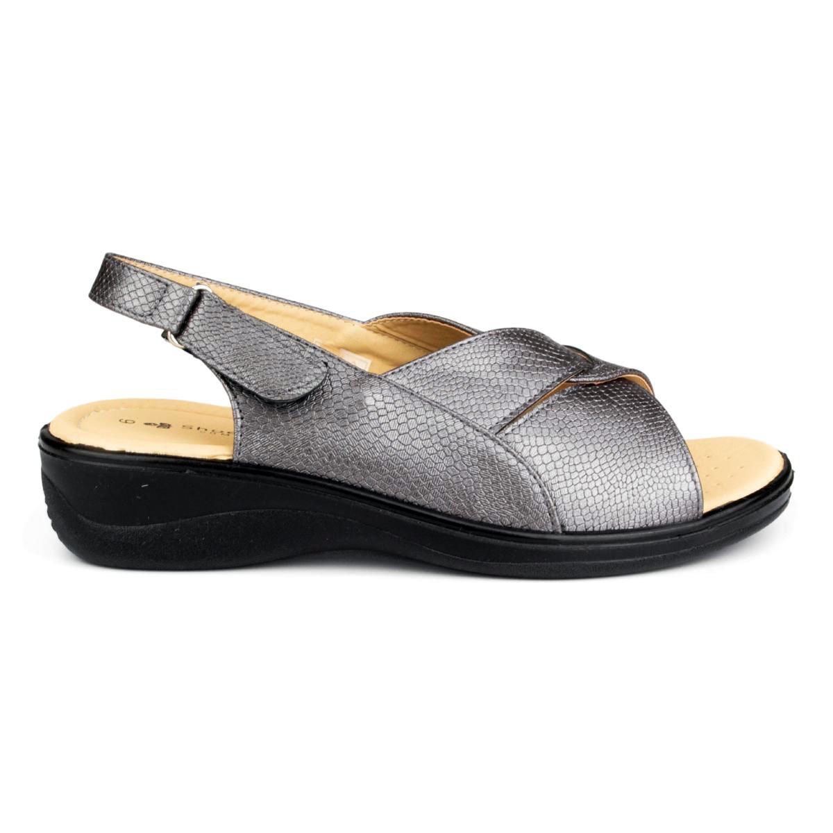 Womens Grey Comfort Sandal - Watney Shoes 