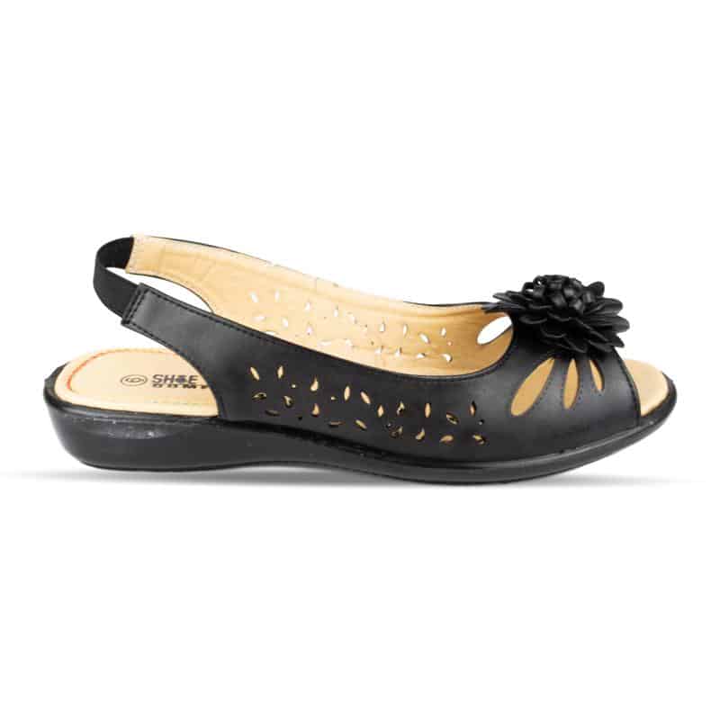 Womens Black Open Toe Comfort Sandal - Watney Shoes 
