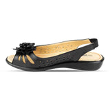 Womens Black Open Toe Comfort Sandal - Watney Shoes 