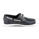 Mens Casual Lace Up Boat Shoe In Navy