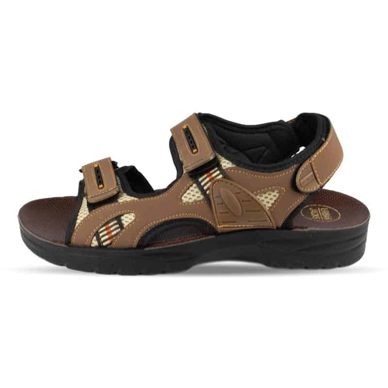 Mens Brown Touch Fasten Sandal - Watney Shoes 