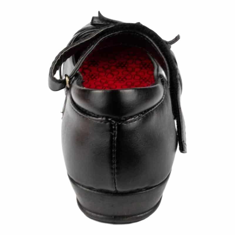 Girls Black School Shoe Fasten Strap - Watney Shoes 