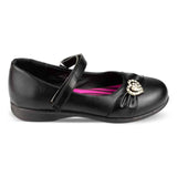 Girls Black Strap Fasten School Shoe